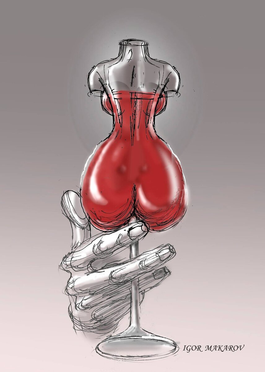 Работа художника-карикатуриста ИГОРЯ МАКАРОВА из серии " ПИТЬ НАДО МЕНЬШЕ, МЕНЬШЕ НАДО ПИТЬ ! " под названием  " За милых ДАМ!"