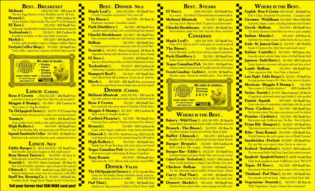 Канадское такси и его версия лучших развлекательных мест города