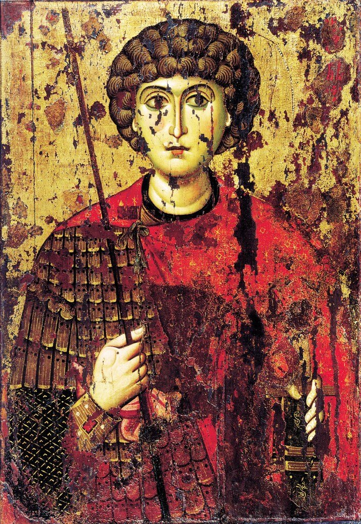 Святой Георгий. Конец 11 века. Сейчас хранится в Успенском соборе Кремля.