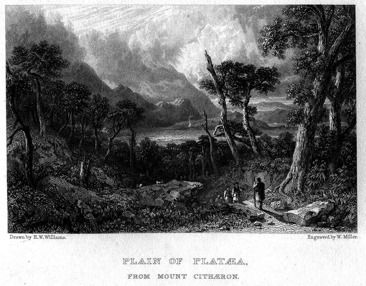 Уильям Миллер «Вид Платейской равнины» Гравюра 1829 г.