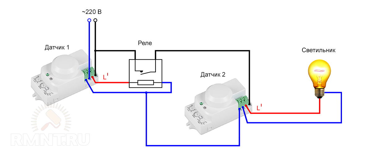 Как подключить датчик движения через выключатель. Схема подключения датчика движения через контактор. Схема подключения датчика движения через реле. Схема датчика освещенности через реле. Реле для датчики движения для включения света-.