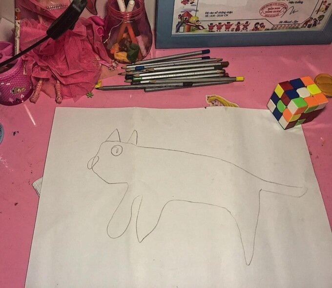 Финальный рисунок получившийся после обводки кота