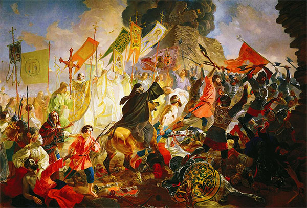 К. Брюллов. Осада Пскова королём Стефаном Баторием в 1581 году