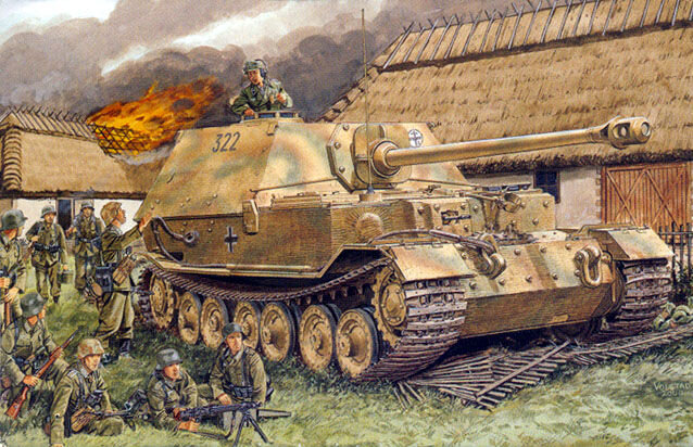 "Грозный "Фердинанд" и немецкая пехота в бою. 