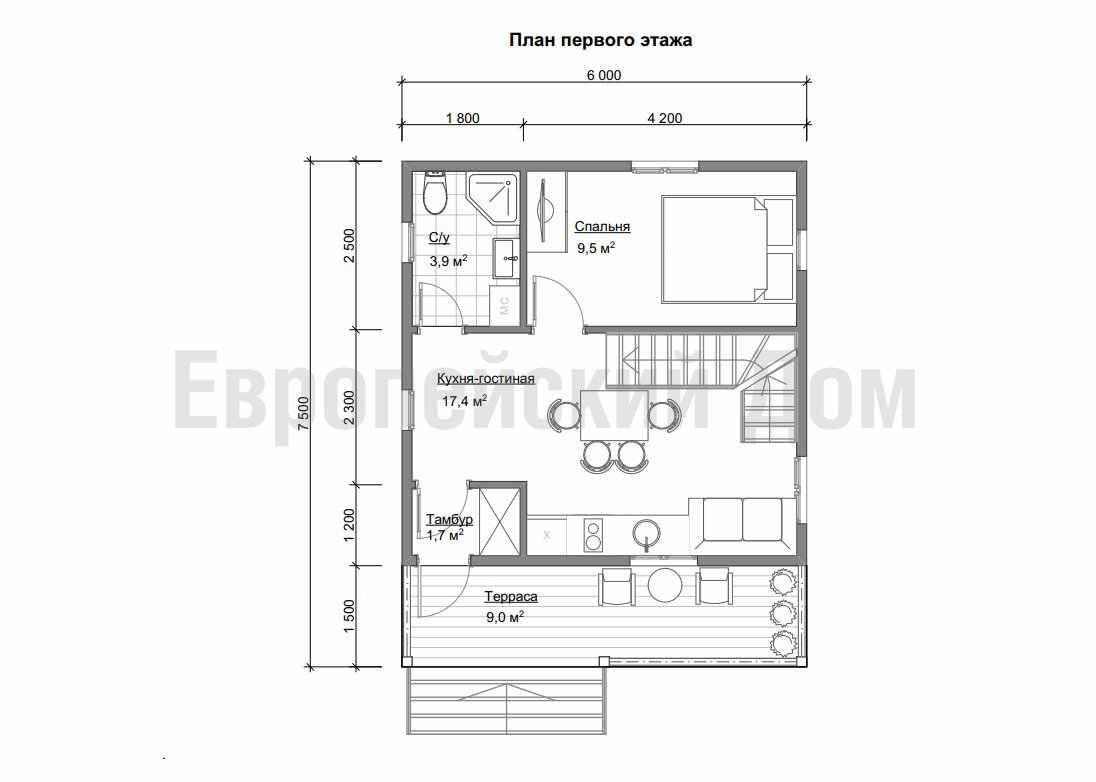 Планировка первого этажа. Источник фото: dom-bt.com