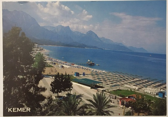 Открытка 1991 года, с видом побережья Турецкого курорта Кемер,
в провинции Анталья.
