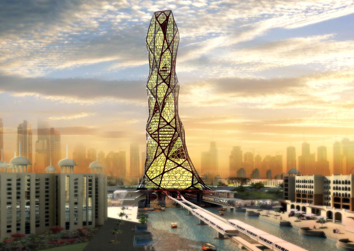 Бионическая башня лава Абу-Даби архитектура