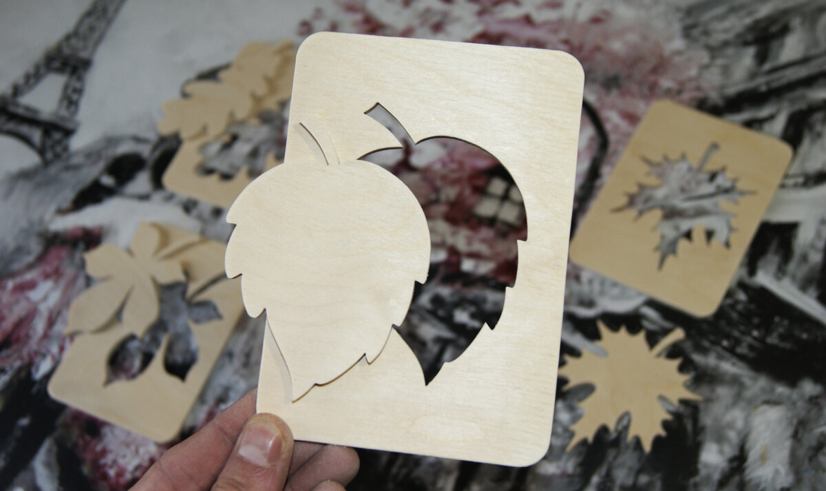 Деревянные трафареты листьев деревьев для детей