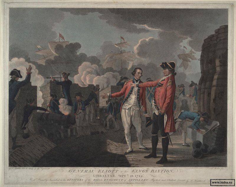 Комендант Гибралтара генерал Эллиот на Королевском бастионе 13 сентября 1782 г.