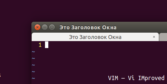 Вот крупным планом. По-русски можно. Заголовок здесь чисто текстовый. Отображается собственно в системном окне и в заголовке вкладки. Всё это, конечно, зависит от оконного интерфейса вашей системы...