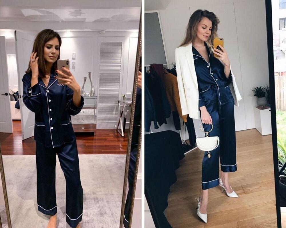 Домашний и уличный образы в одной и той же пижаме