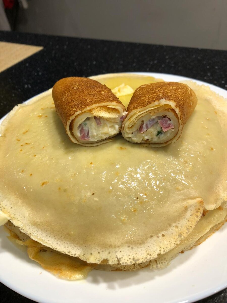 Блины с ветчиной и сыром