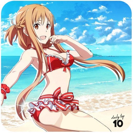 Юки Асуна в купальнике из двух частей.