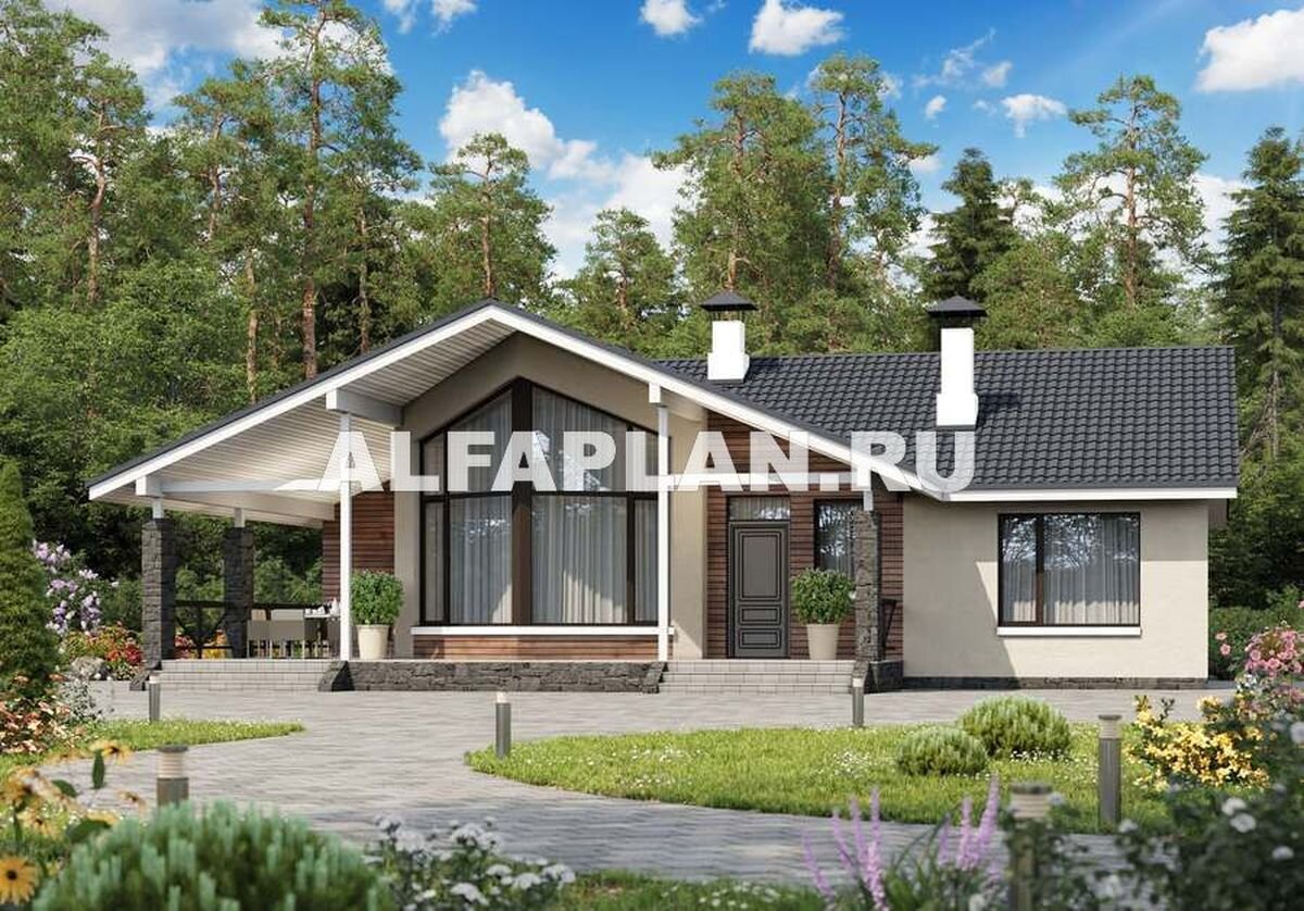 Проект одноэтажного дома 623А "Яркий мир" © Владимир Тарасов 