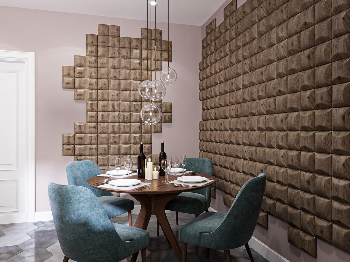 Кухня с применением деревянных панелей от Relieffo