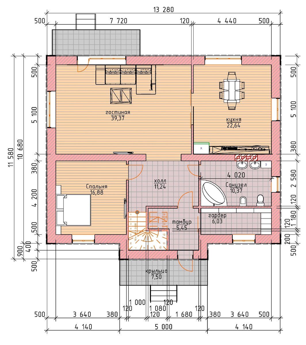 Двухэтажный кирпичный дом 12 х 13 м. площадью 230 м² (планы + фасады с подробными размерами) ??