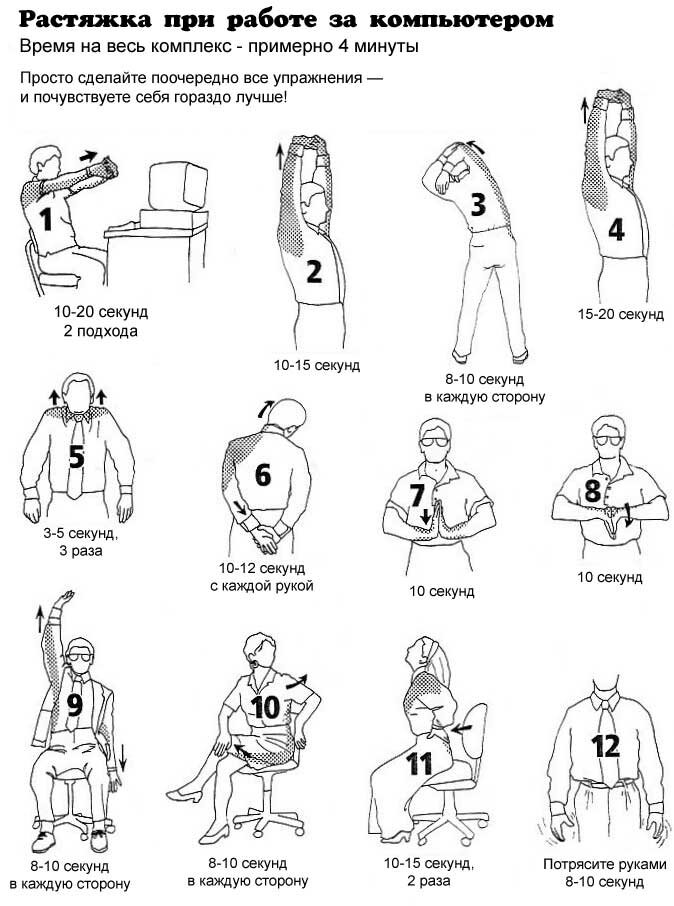 упражнения при сидячей работе. боб андерсон растяжка для каждого. упражнения для шеи при сидячей работе. зарядка для ног при сидячей работе. упражнения на стуле в офисе.