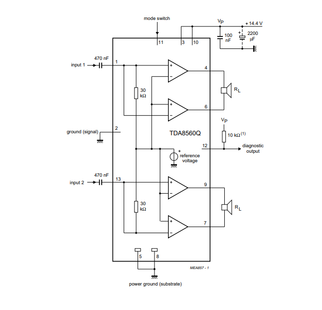 Схема подключения TDA8560Q.