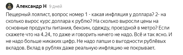 Один из комментариев моего Дзен-блога. Скриншот