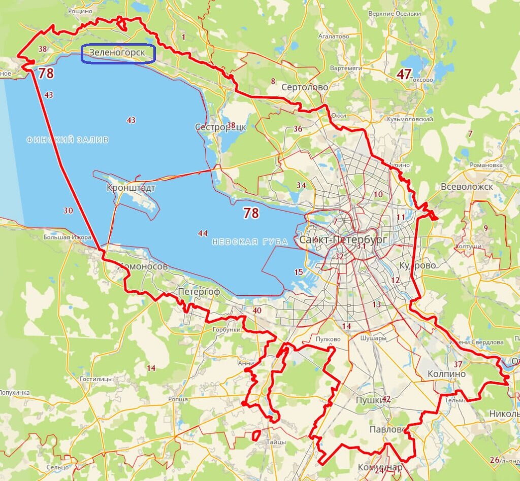 Карта рыболовных мест в спб