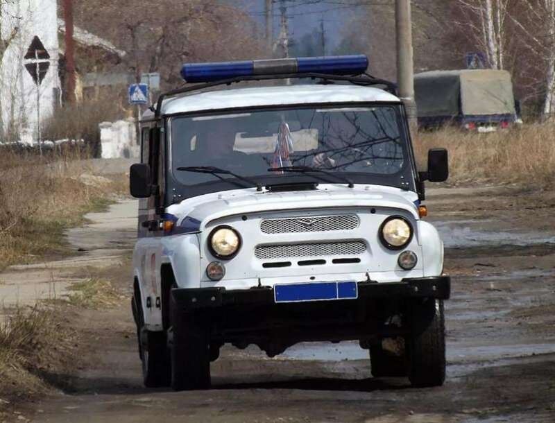 Полицейская машина в деревне