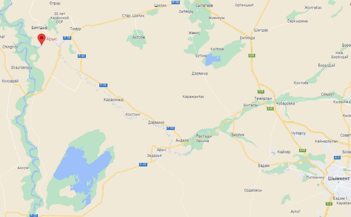    Река Арысь на карте:Google Maps