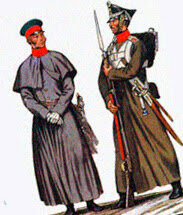 Появилась же русская  солдатская  шинель только в 18 веке. Как узаконенная верхняя одежда для нижних  чинов. Стрельцы довольствовались кафтанами  и шубами на походе в зимнюю пору. А с началом регулярной армии при  Петре Великом солдатам полагалась епанча, которая строилась из  мундирного плотного сукна, валялась из шерсти. Срок выслуги епанчи или  плаща для  петровского мушкетера или драгуна полагался в два-три года.  Потом старые вещи употреблялись на построение  различных предметов  обмундирования, которые применялись вне строя.