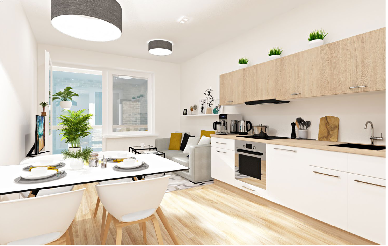 Однокомнатная квартира, общая площадь 45.71 м2