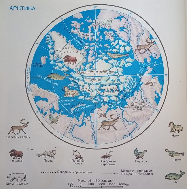 Контурная карта арктики 7 класс