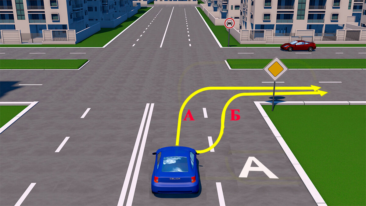 По какой траектории Вам разрешено выполнить поворот направо? | Клуб Дорог |  Дзен