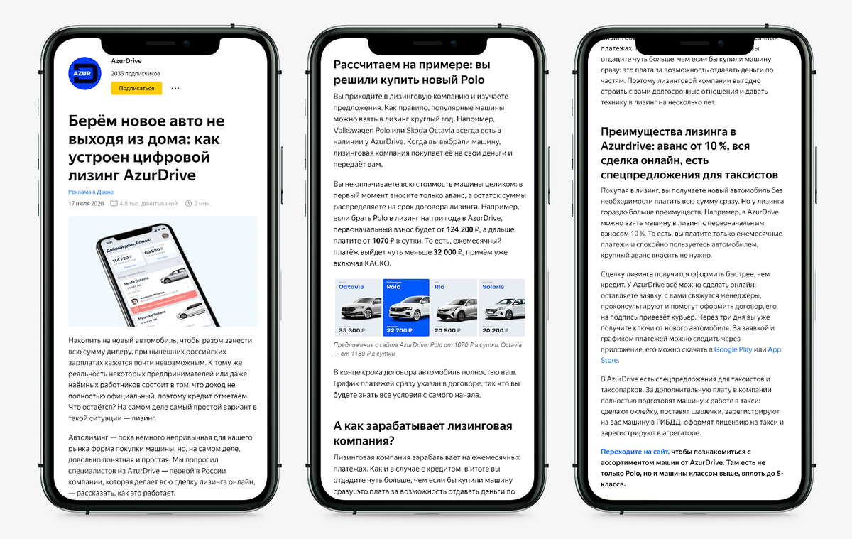 Чек-листы и инсайдерская информация: как AzurDrive рекламировал лизинг  автомобилей в Дзене | ПромоСтраницы | Яндекс Реклама | Дзен