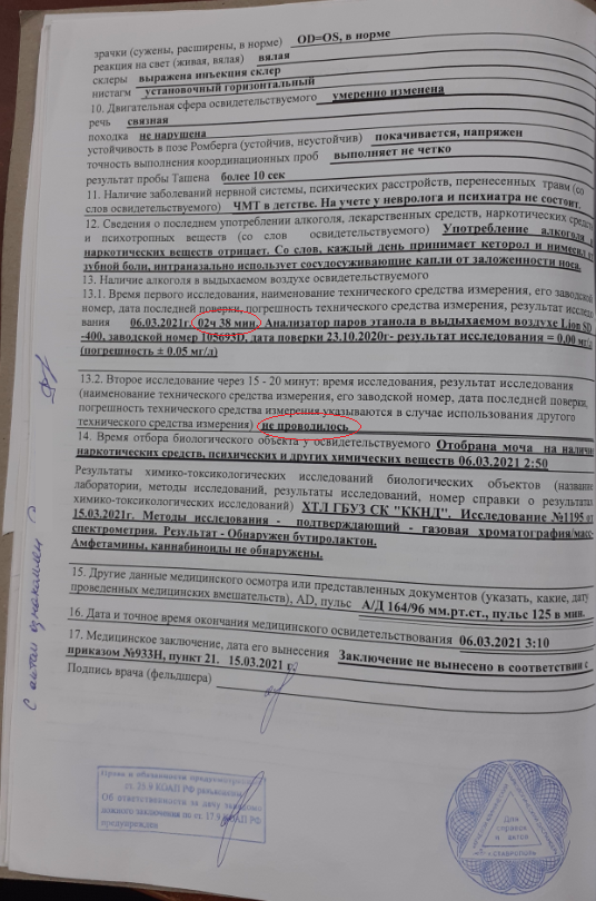 Правила освидетельствования на состояние алкогольного опьянения