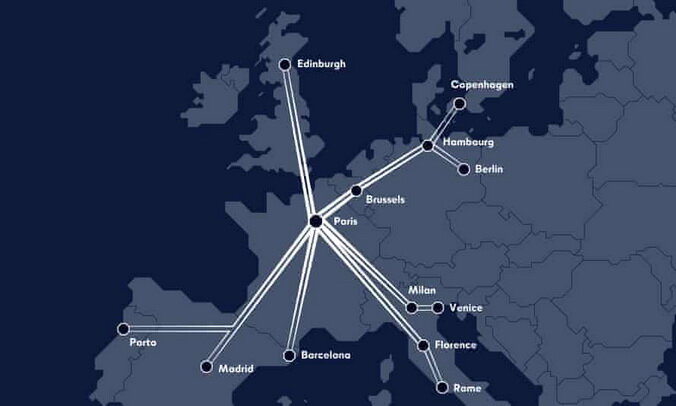 Карта основных маршрутов Midnight Trains