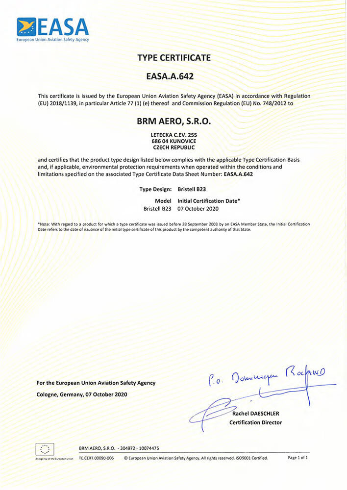 Type certificate. EASA сертификат. Свидетельство EASA. Certificate b202205242690387.