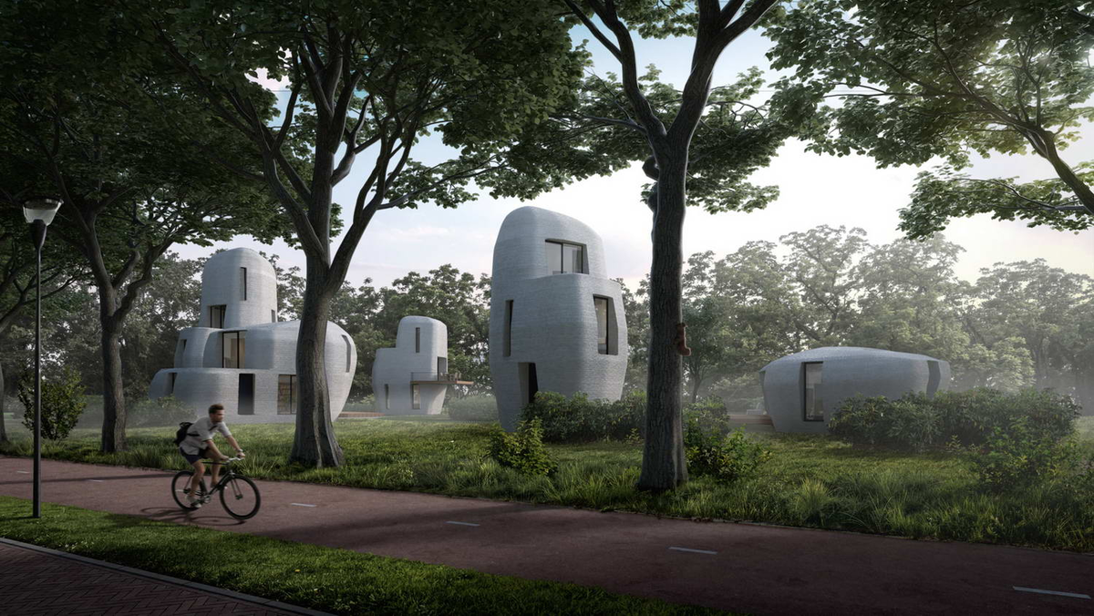 Проект деревни будущего с домами, созданными с помощью 3D-печати