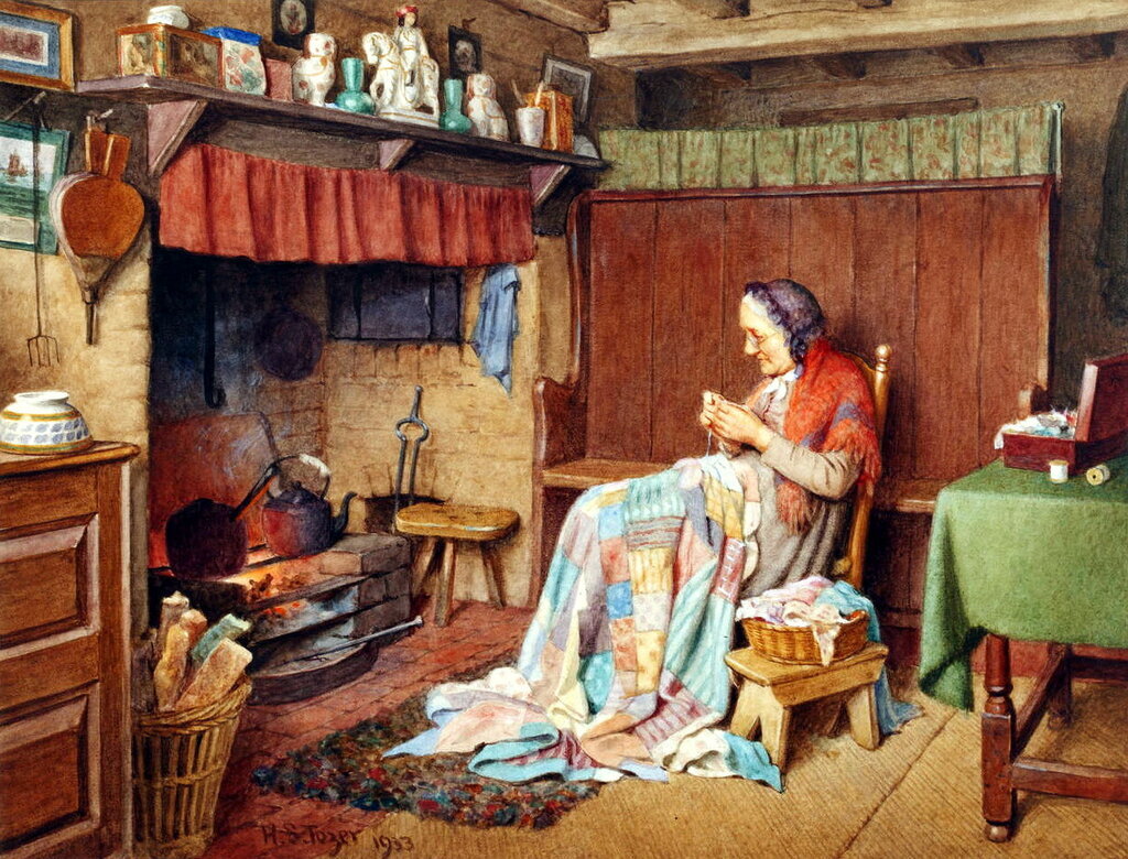 Henry Edward Spernon Tozer (British, 1864-died circa 1938)The patchwork quilt.