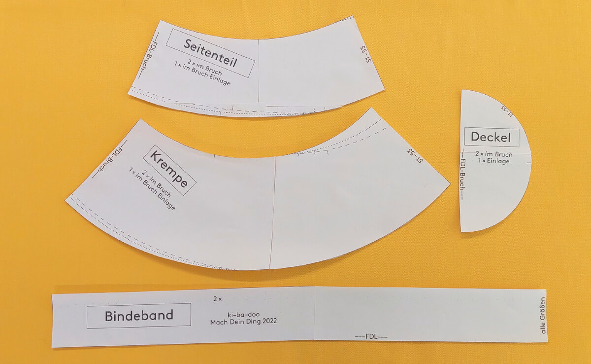 Готовые детали выкройки летней шляпы от солнца.