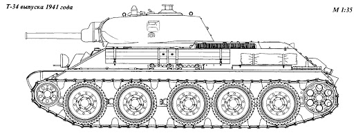 Танк Т-34 чертёж вид слева