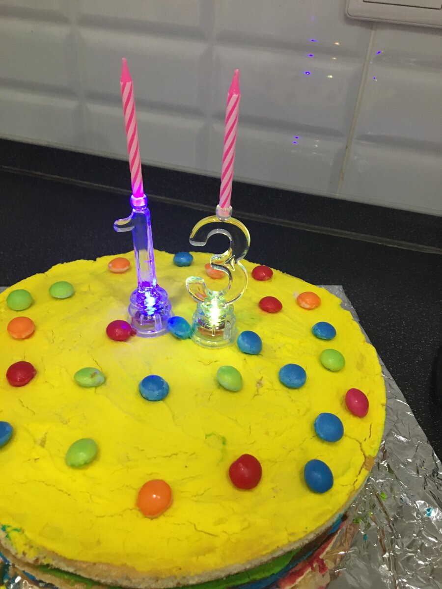Яркий торт на день рождения дочери своими руками
