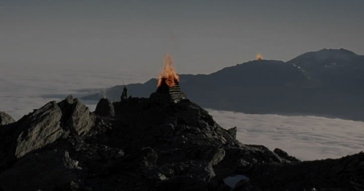 Оптический телеграф в х/ф "Властелин Колец". 