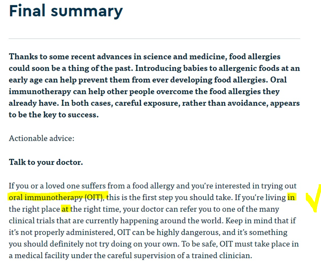 Скриншот из книги " The End of Food Allergy"