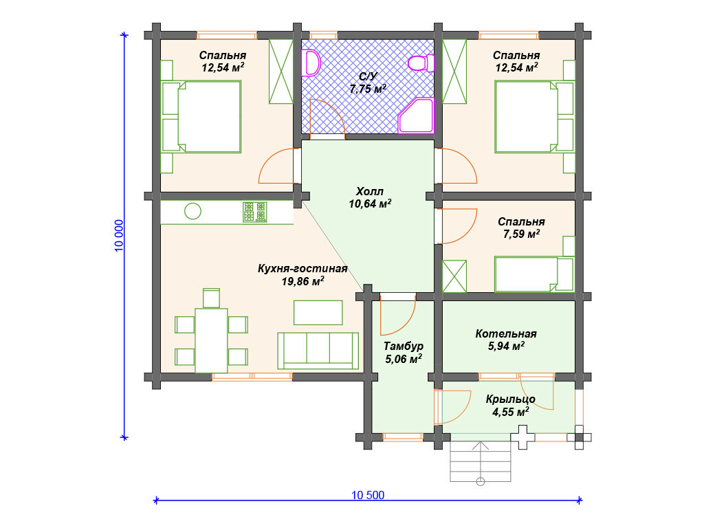 Проекты домов с 3 спальнями 🏠 | цены, чертежи, фотографии