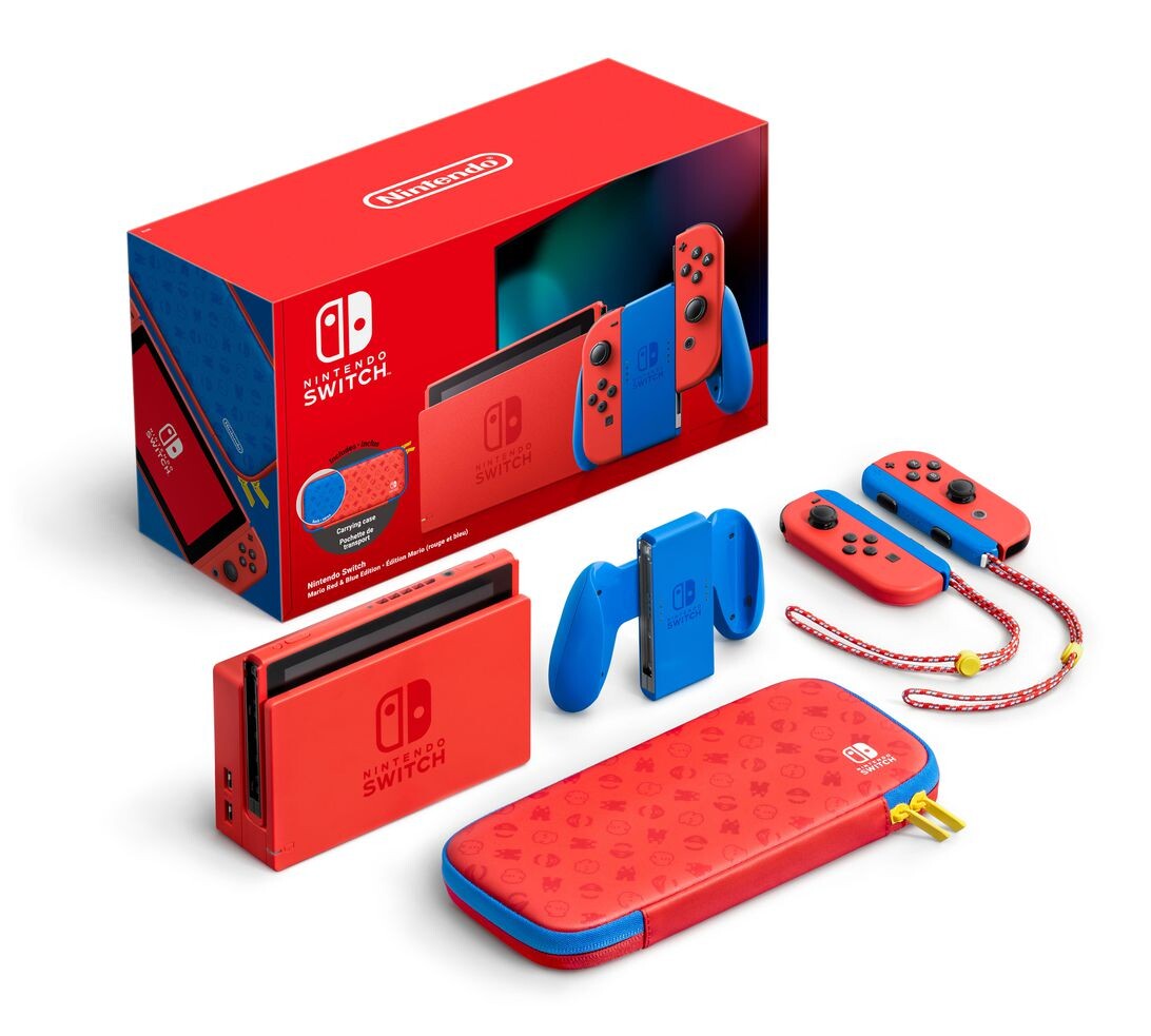 Nintendo Switch Mario Red и Blue Edition соответствует цвету сантехника. 
