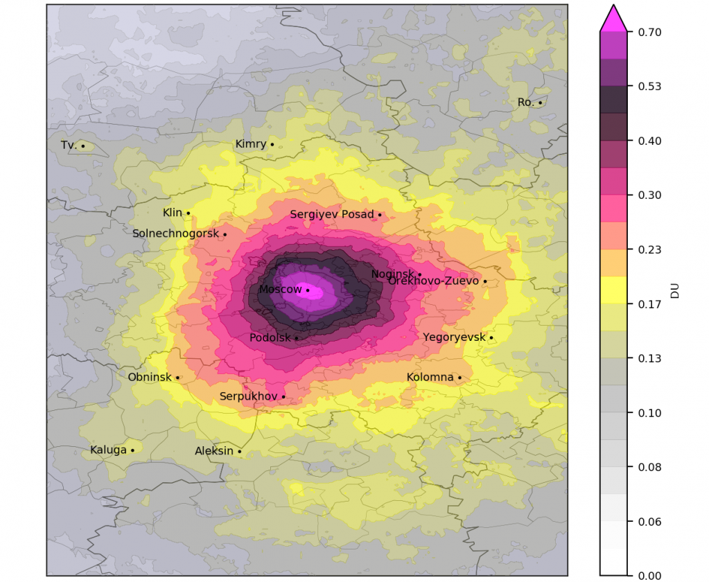 Загрязнение воздуха в россии карта