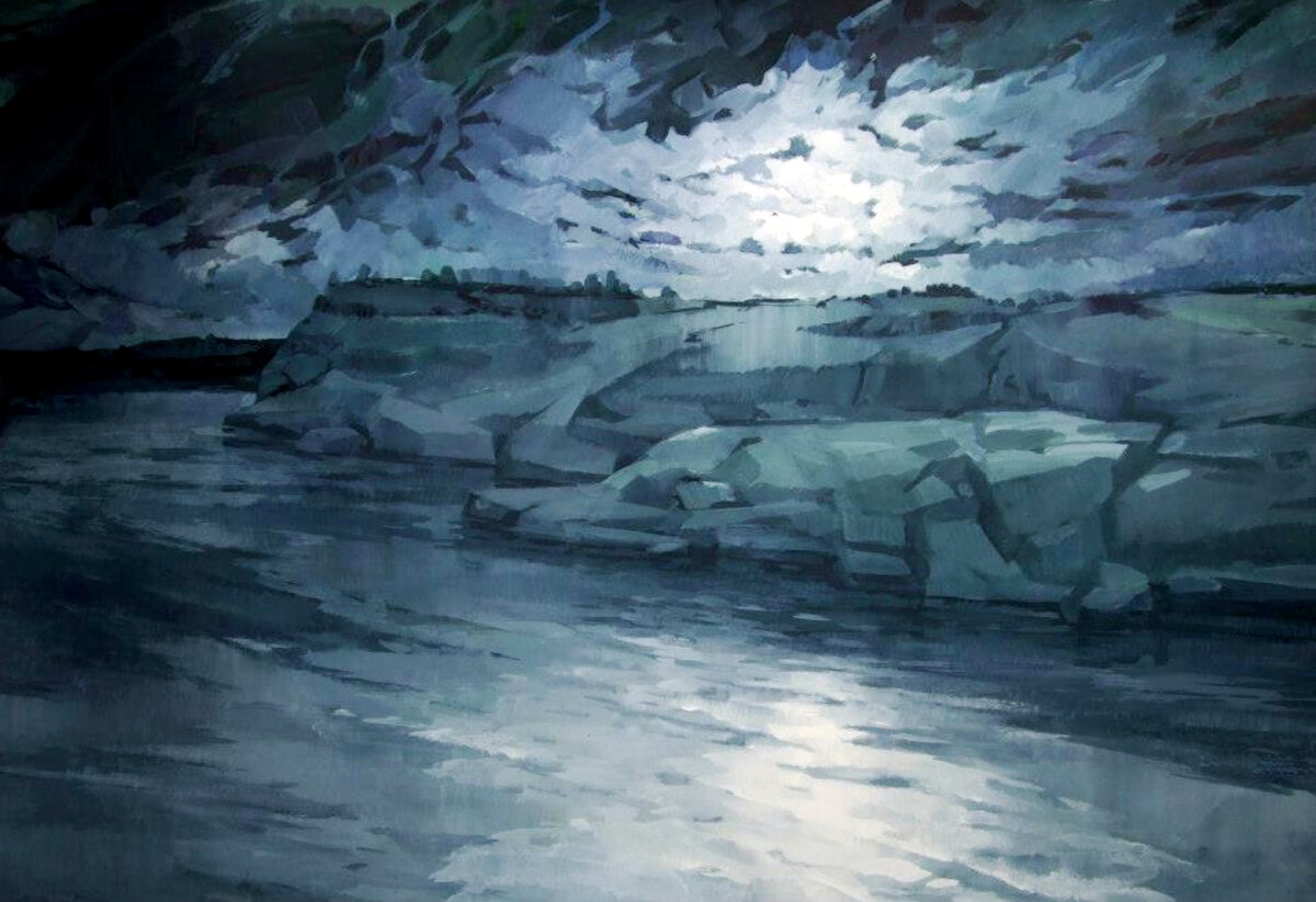 Сергей Галета. Волшебная ЛУНА. бумага. акварель. белила. 70х100 см. 2012 г.