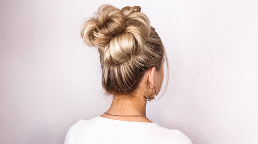 КРАСИВЫЙ ОБЪЕМНЫЙ ПУЧОК ЗА 1 МИНУТУ | EASY 1 MINUTE MESSY BUN