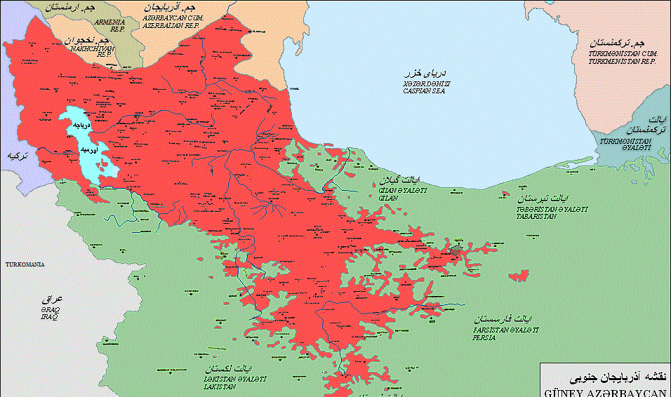 Карта ирана азербайджана