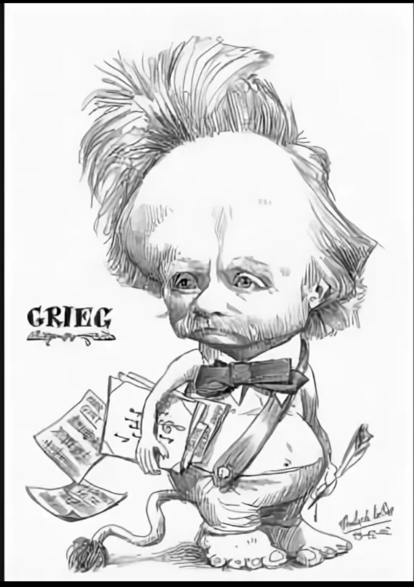 Эдвард Григ, карикатура Morales de los Rios 