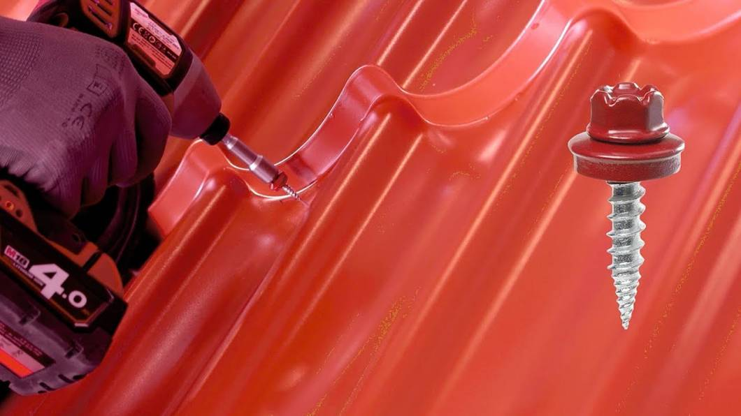 Крепление обшивки кровельным саморезом с резиновой шайбой