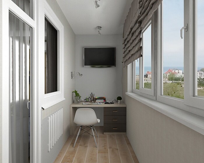 Мини-кабинет на балконе, дизайн интерьера и ремонт в Симферополе